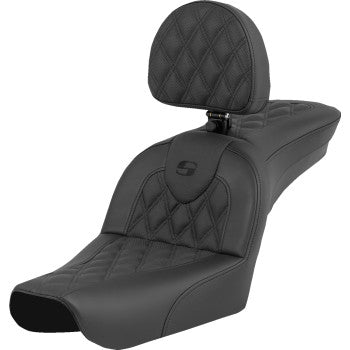 SADDLEMEN RoadSofa™ Seat - Lattice Stitch - with Driver Backrest - FXDWG 2004-2005 804-05-182BR