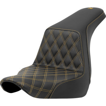 SADDLEMEN Step-Up Seat - Front Lattice Stitch - Gold Stitch - FXLR/FLSB '18-'21 A818-29-172GOL
