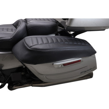 MUSTANG Deluxe Saddlebag Lid Coers - Black w/ Gunmetal Stitch - Touring 88404GM