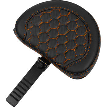 SADDLEMEN Roadsofa™ Extended Reach Seat - with Backrest - Honeycomb - Orange Stitch - FLTR/FLHX '23-'24 823-07-190B3