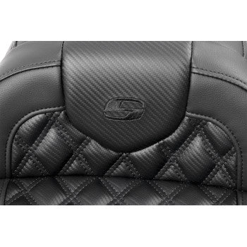 SADDLEMEN RoadSofa™ Seat - without Backrest - Carbon Fiber - Lattice Stitch - FLTR/FLHX '23-'24 823-07-20600