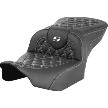 SADDLEMEN RoadSofa™ Seat - without Backrest - Lattice Stitch - White Stitch - FLTR/FLHX '23-'24 823-07-18206