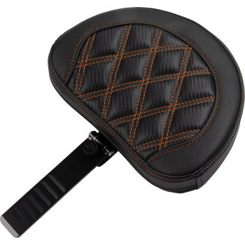 SADDLEMEN RoadSofa™ Seat - with Backrest - Carbon Fiber - Lattice Stitch - Orange Stitch - FLTR/FLHX '23-'24 823-07-206B3