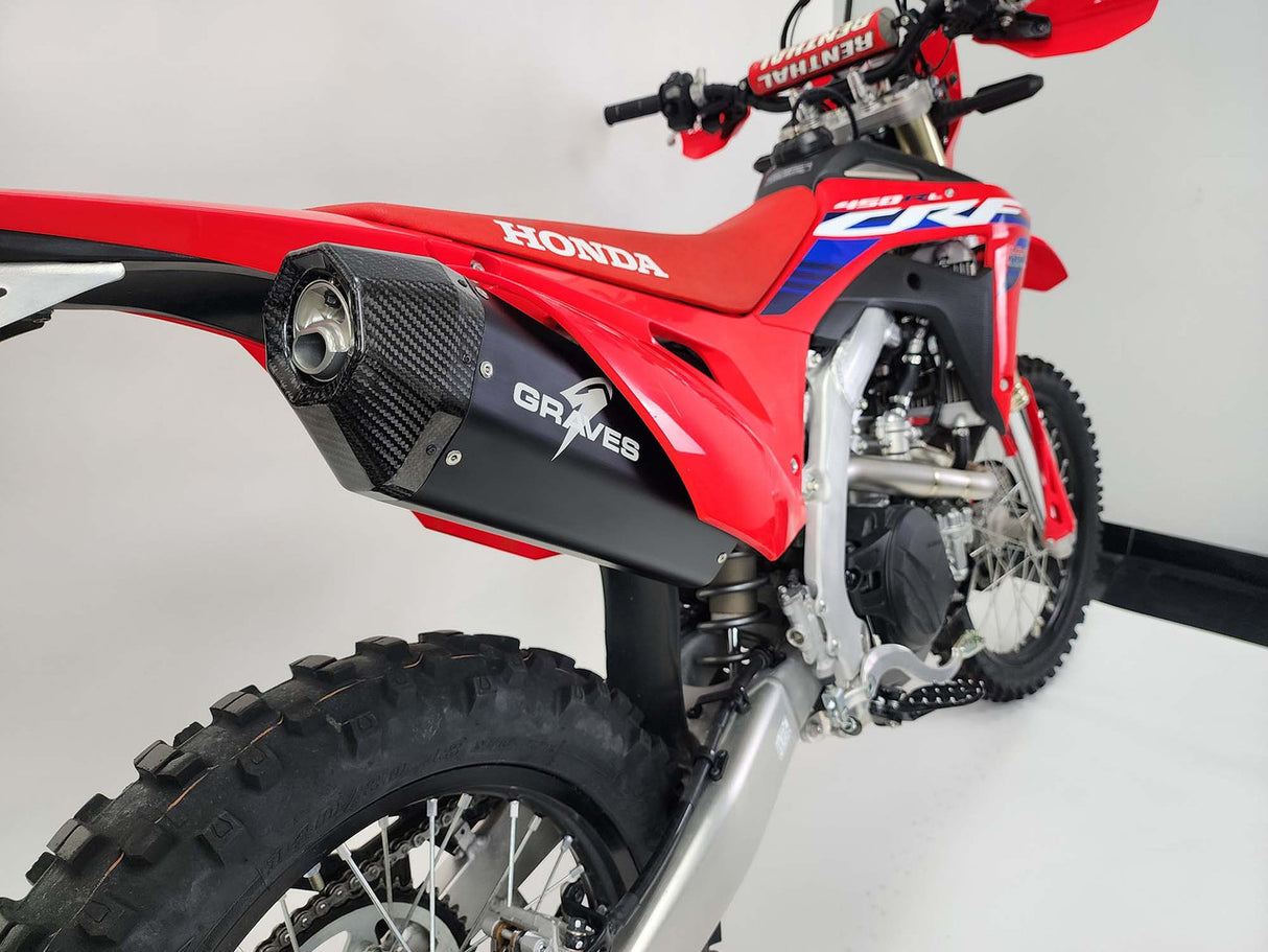 Graves MotorSports Honda CRF450RL / L / X 2019-2025 Aluminum - Black Exhaust EXH-19C4X-SOAK
