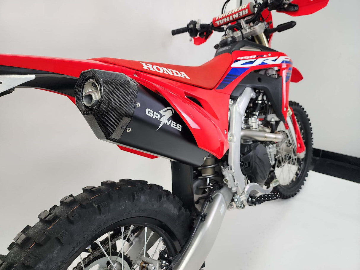 Graves MotorSports Honda CRF450RL / L / X 2019-2025 Aluminum - Black Exhaust EXH-19C4X-SOAK