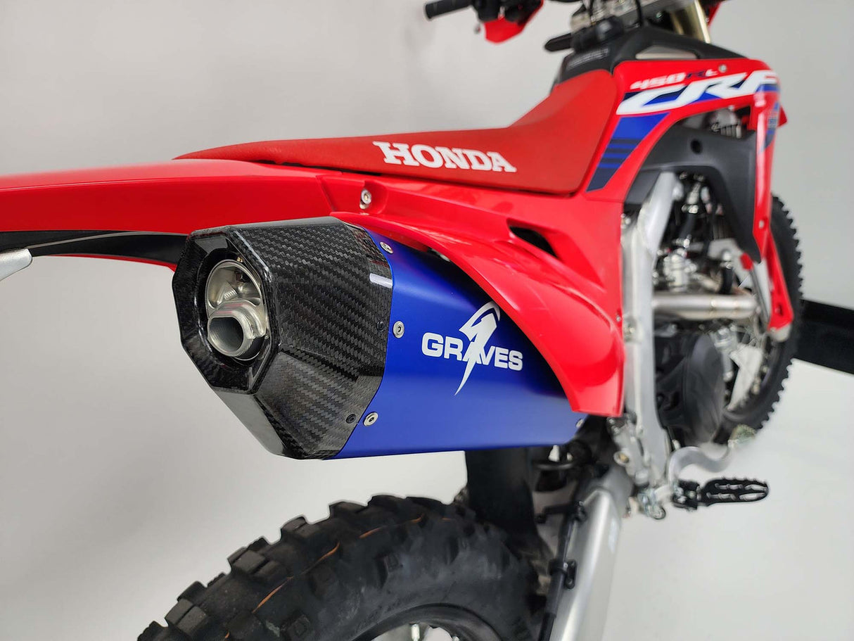 Graves MotorSports Honda CRF450RL / L / X Full Exhaust Aluminum - Blue EXH-19C4X-FTAB