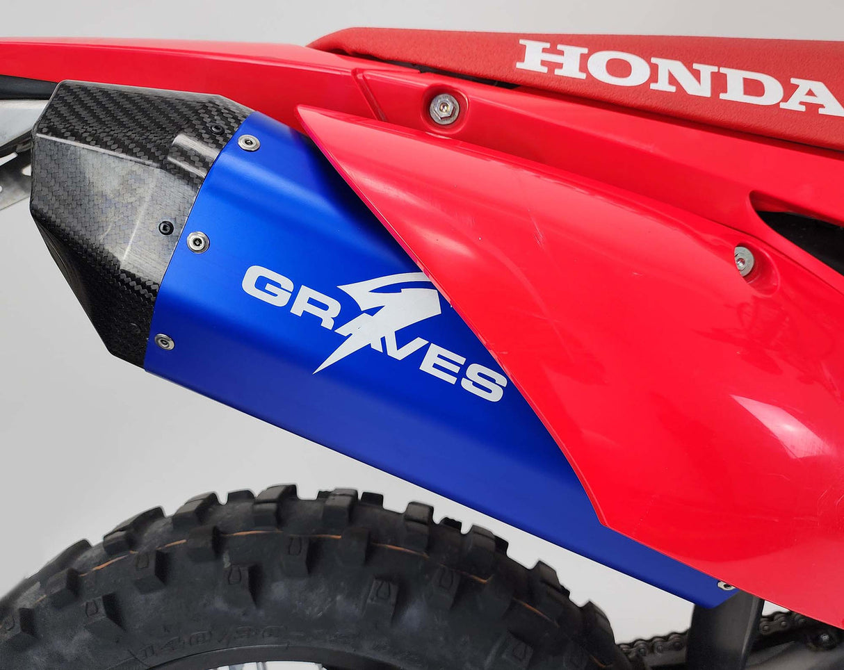 Graves MotorSports Honda CRF450RL / L / X Full Exhaust Aluminum - Blue EXH-19C4X-FTAB
