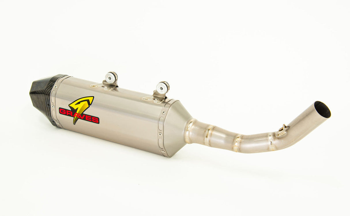 Graves Motorsports Titanium Slip-On Exhaust - Carbon End Cap Ktm Sx-F / Husqvarna - Gas Gas 350 /450 2019-2022 Exk-19sxf-Sot