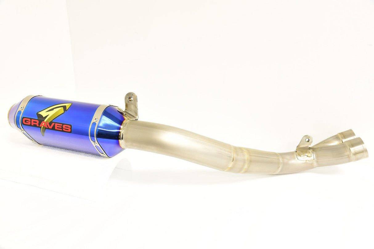 Graves Motorsports Superbike Full Titanium Exhaust System - Electrick Blue Silencer R1 2015-2023 Exy-20r1-Sbkb