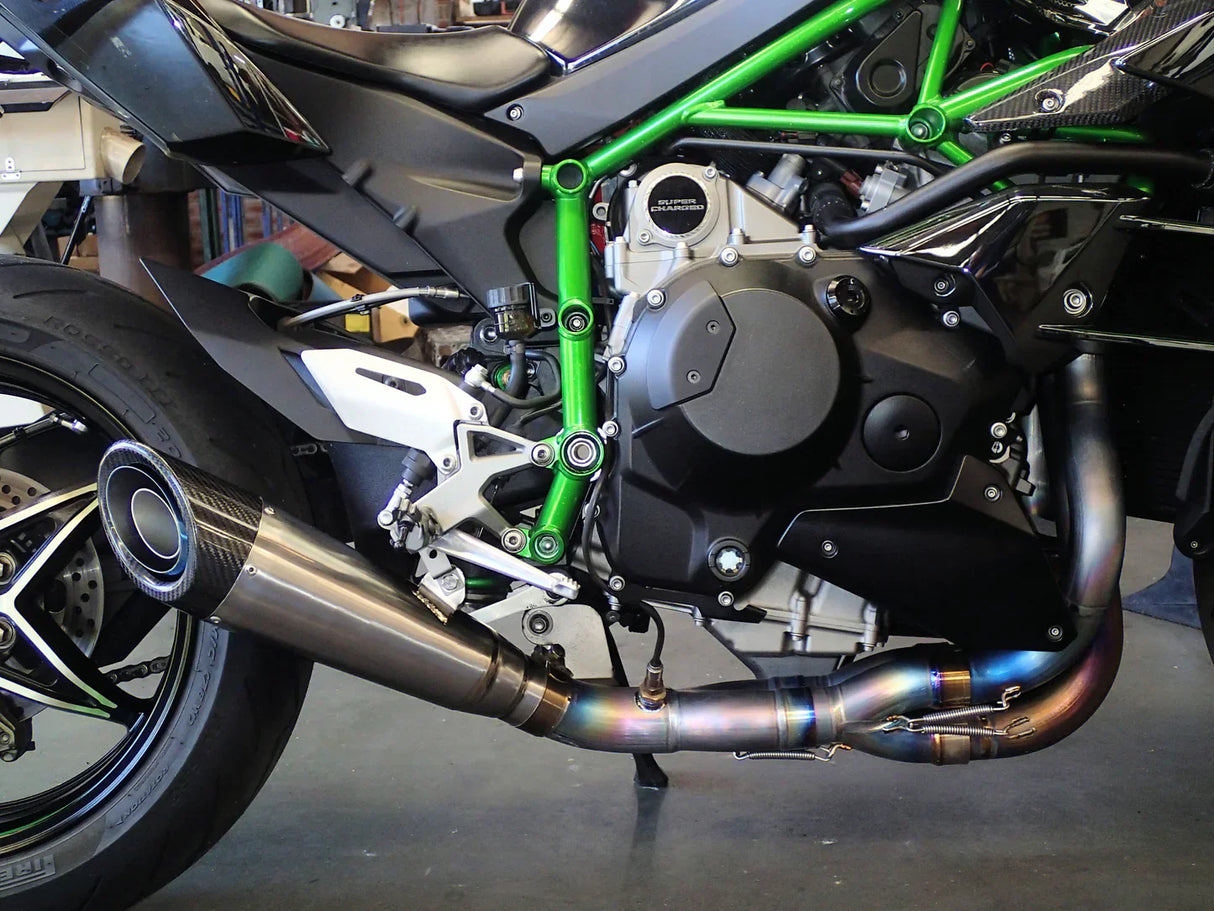IN STOCK Vandemon Ninja H2 & H2R Brushed Titanium Exhaust & Carbon Tip Muffler KAWAH2TICSBREXHCF VA-5