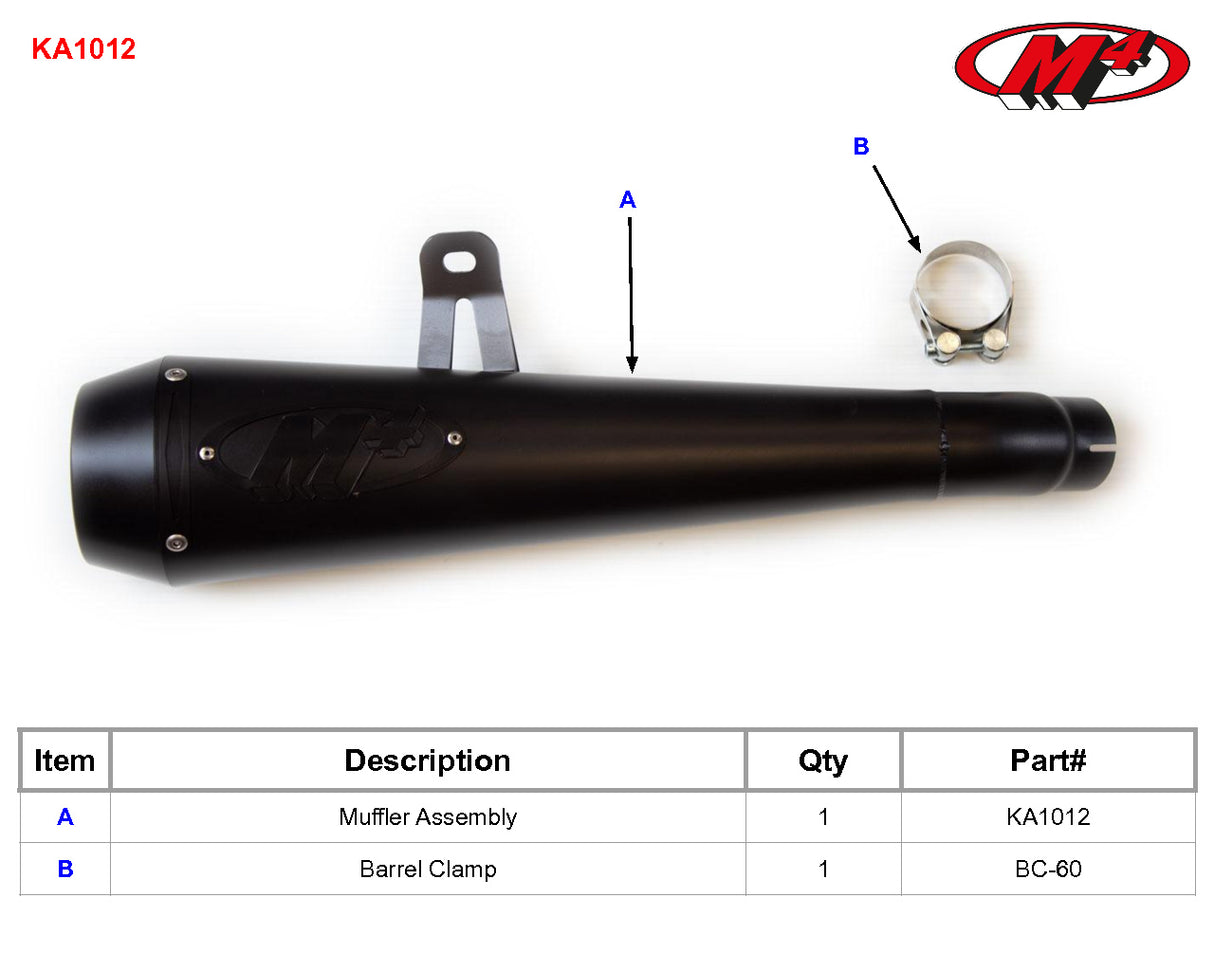 M4 Exhaust All Black Retro-Drag Slip-On Kawasaki Eliminator 2024-2025 KA1012
