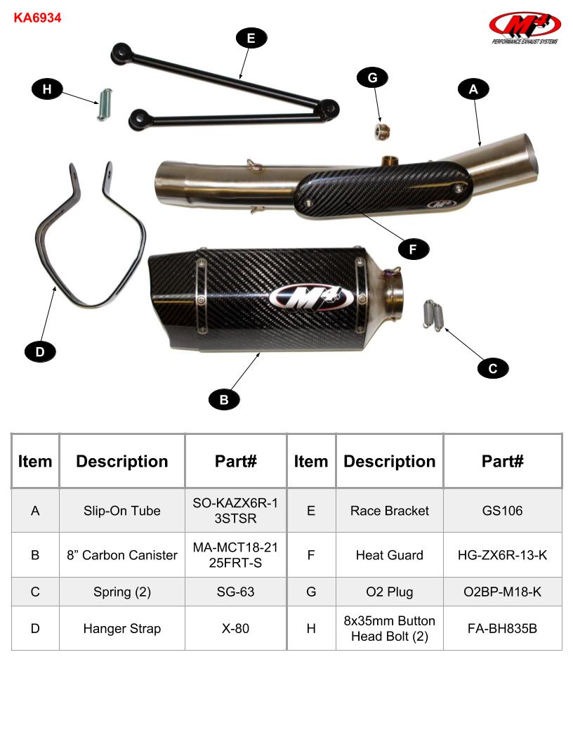 M4 Exhaust Tech 1 Carbon Fiber Slip On 2009 - 2024 ZX6R zx6 KA6934