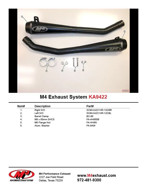 M4 Exhaust Black Retro-Drag Slip Ons 2012-2025 ZX14 KA9422