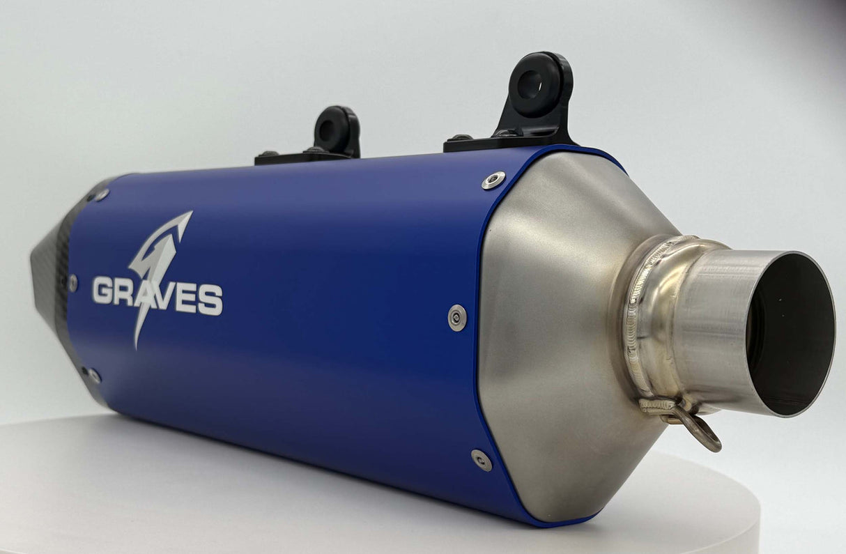 Graves KTM - Husqvarna - GasGas 2024 Multi Fitment DualSport Stainless Exhaust - Blue EXK-24EXC-SOSAB