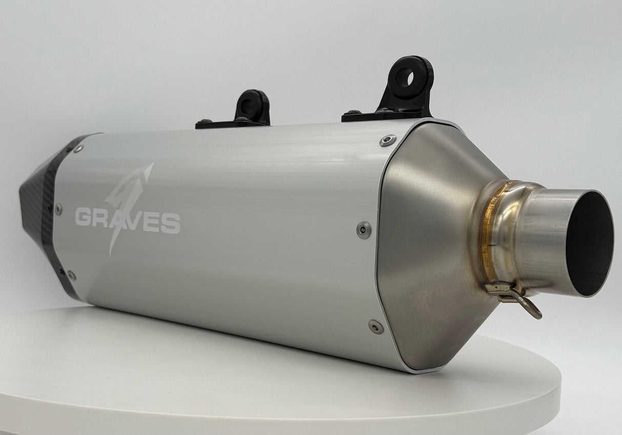 Graves 2024 -2025 KTM 350/450/500 EXC-F, XCF-W - Husqvarna - GasGas Dual Stage Quiet Core Stainless Exhaust - Silver EXK-24EXC-SOSA-Q