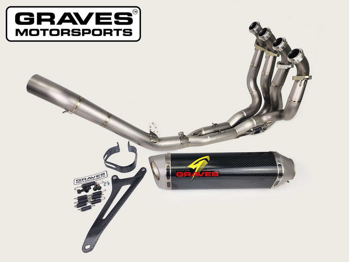 Graves Motorsports Works2 Carbon Full Exhaust System Zx6r 2019-2025 Exk-19zx6-Ftcw2