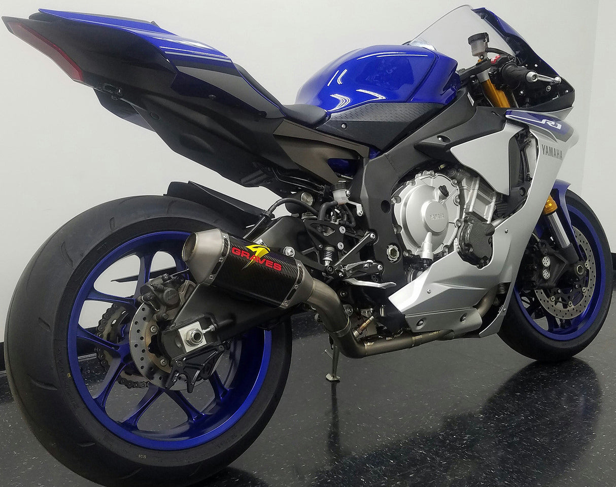 Graves Motorsports R1 Full Titanium Exhaust System With Carbon 200mm Silencer 15-23 Exy-17r1-Ftc20