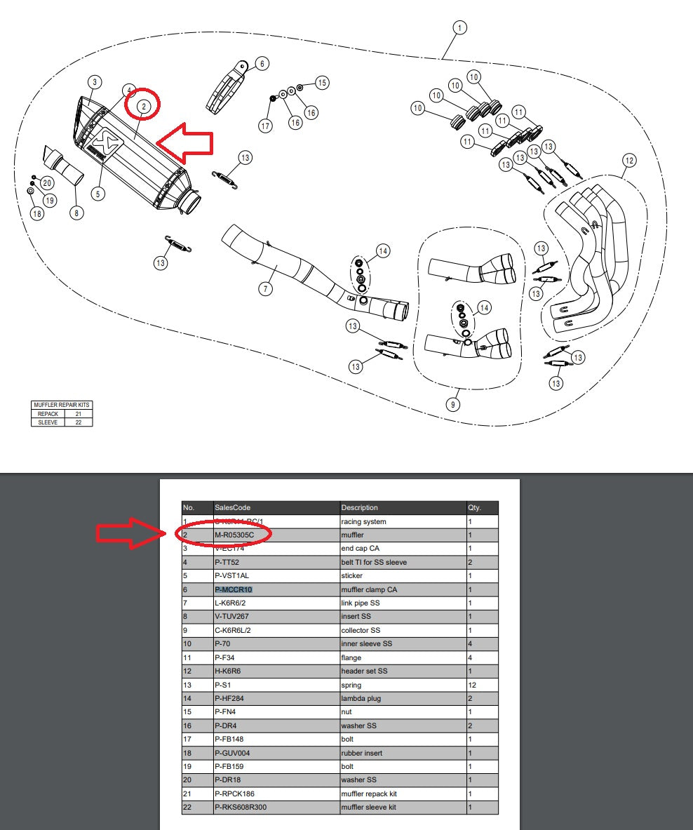 AKRAPOVIC Ersatzschalldämpfer M-R05305C für Racing Line Komplettanlage ZX6R 16-24 1860-1790