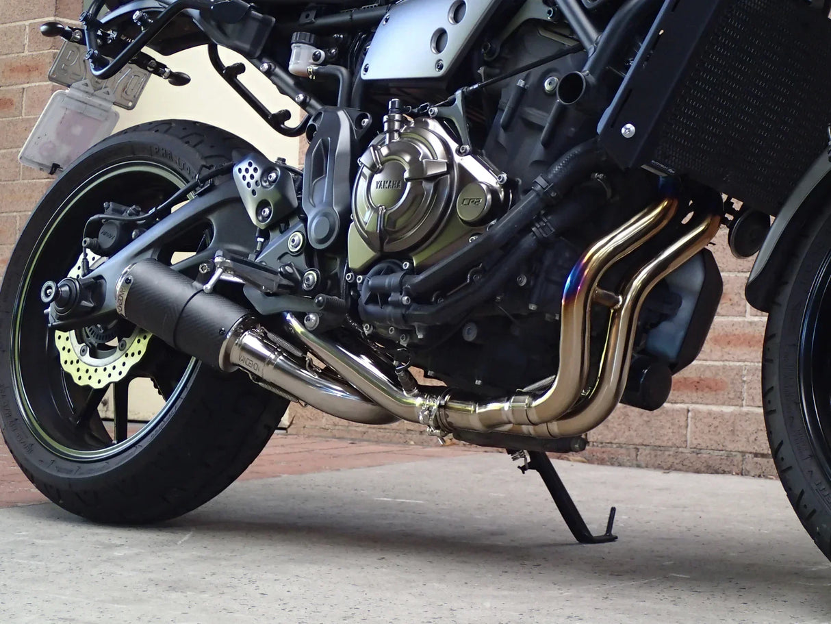 Vandemon Yamaha R7 2014-25 MT07 FZ07 XSR700 Tracer 700/GT Tracer 7/GT Titanium Exhaust System YAMAMT07EXHTICFB VA-80
