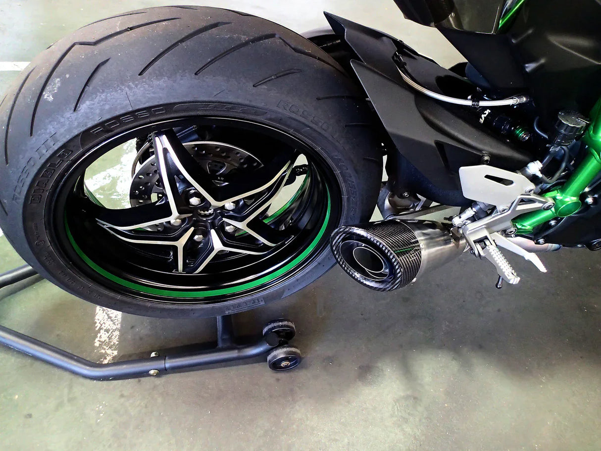 IN STOCK Vandemon Ninja H2 & H2R Brushed Titanium Exhaust & Carbon Tip Muffler KAWAH2TICSBREXHCF VA-5