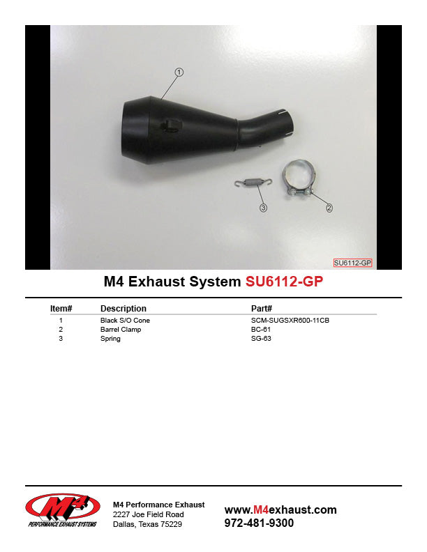 M4 Exhaust GP Black Slip on GSXR600/750 2011-2024 SU6112-GP