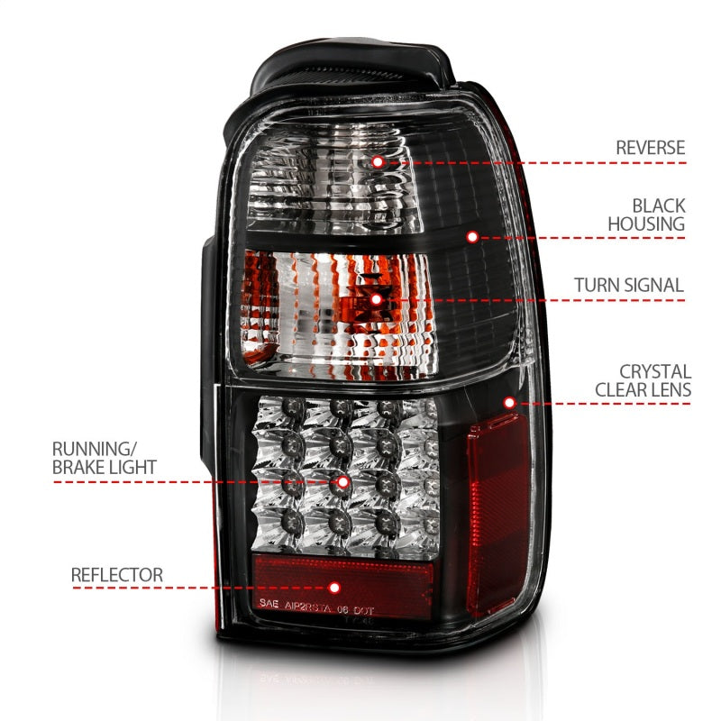 ANZO 2001-2002 Toyota 4 Runner LED Taillights Black 311099
