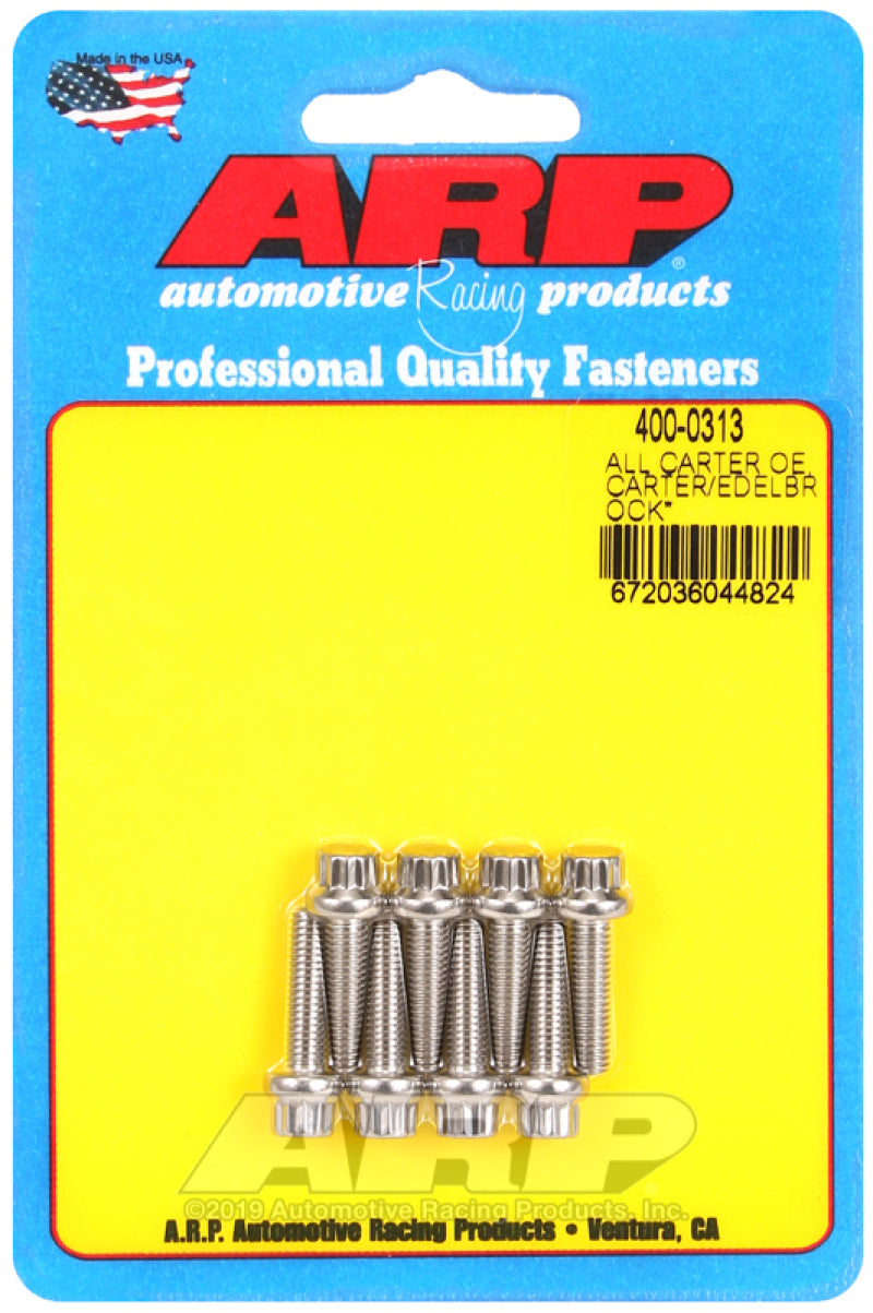 ARP All Carter OE/Carter/Edelbrock (Performer and Thunder Series) Carburetor Bolt Kit 400-0313