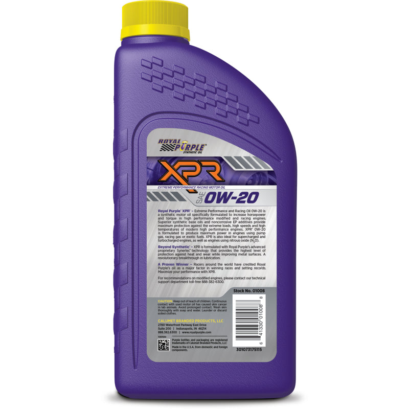 Royal Purple XPR Synthetic Extreme Performance 0W-20 Racing Oil - 1 Quart 6008