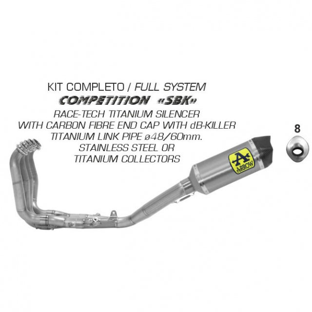 71178CKR "SBK" full exhausts Arrow Yzf R1 17-24 Competition Stainless Steel Collector+titanium Link Pipe Kit High Version