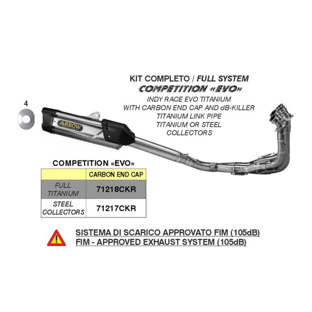 Arrow Yamaha Yzf R6 '17/21 Volltitansystem -Wss 2021 Weltcup-Siegerkit- 71218ckz