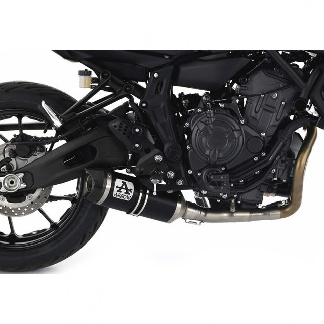 Arrow Thunder Slip-on Exhaust, Aluminum Dark w/ Carbon Cap Yamaha MT-07 2021-24 71930AKN