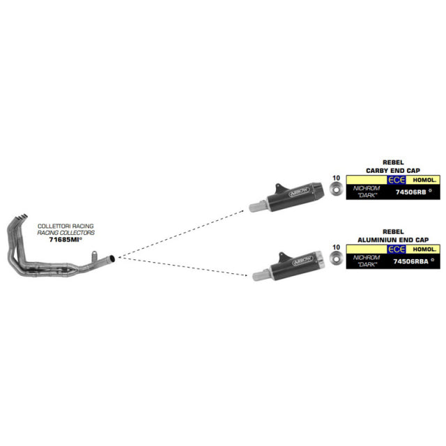 Colectores Arrow Kawasaki Z 900 Rs '18 De Acero Inoxidable Sin Catalizador Para Silenciadores Originales Y Arrow 71685mi