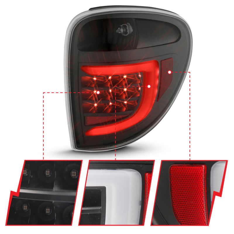 ANZO 2004-2007 Dodge Grand Caravan LED Tail Lights w/ Light Bar Black Housing Clear Lens 311365