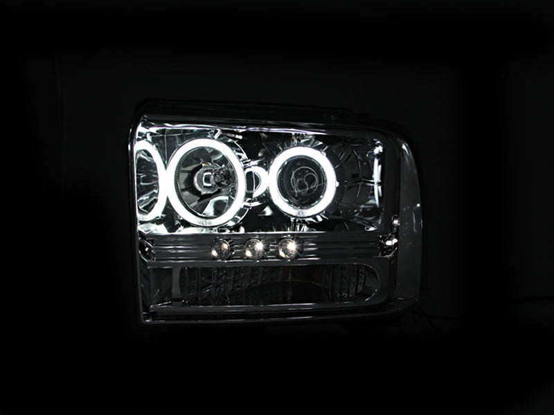 ANZO 2005-2007 Ford Excursion Projector Headlights w/ Halo Chrome w/ LED Strip (CCFL) 1pc 111118