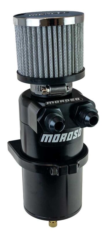 Moroso Dual Inlet -8AN Billet Breather Tank Catch Can - Black