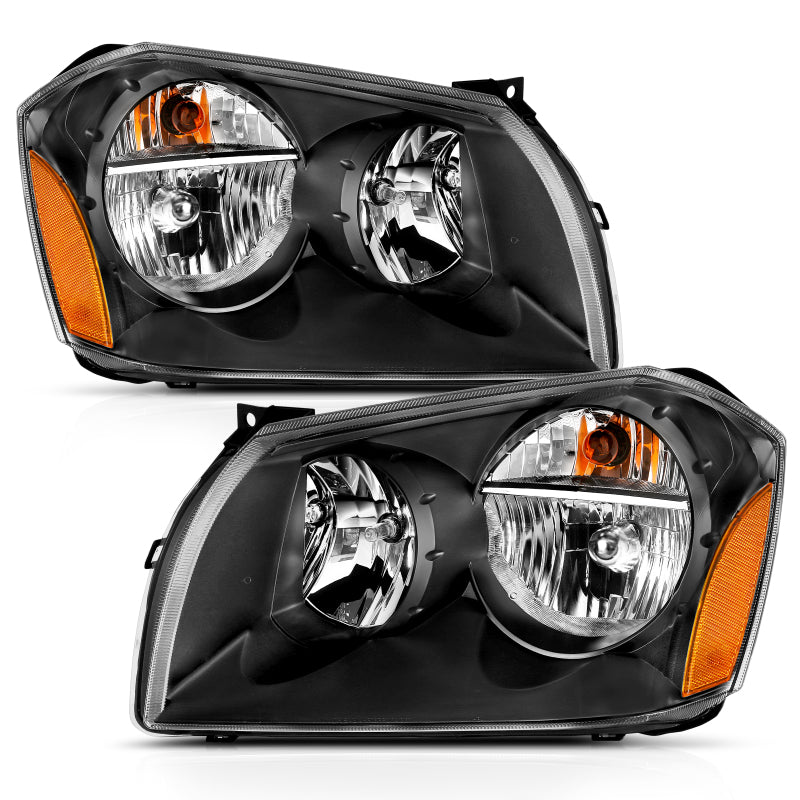 ANZO 2005-2007 Dodge Magnum Crystal Headlight Black Amber 111425