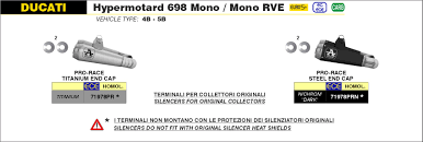 71978PR Arrow Pro-Race dual Slip-on Exhaust, Titanium for Ducati Hypermotard 698 Mono 2024