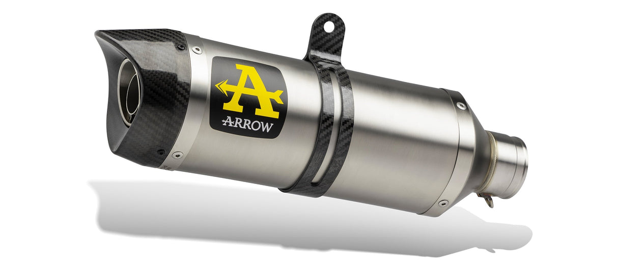 Arrow Aprilia Dorsoduro 900 '17/19 Thunder Homol. Dark Aluminium Exh. With Carby Endcap(Dx-Sx)+ 1:2 Stain.Steel Linkpipe 71907akn