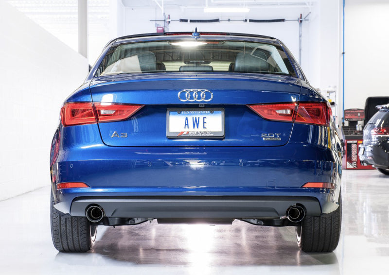 AWE Tuning Audi 8V A3 Touring Edition Exhaust - Dual Outlet Chrome Silver 90 mm Tips 3015-32056