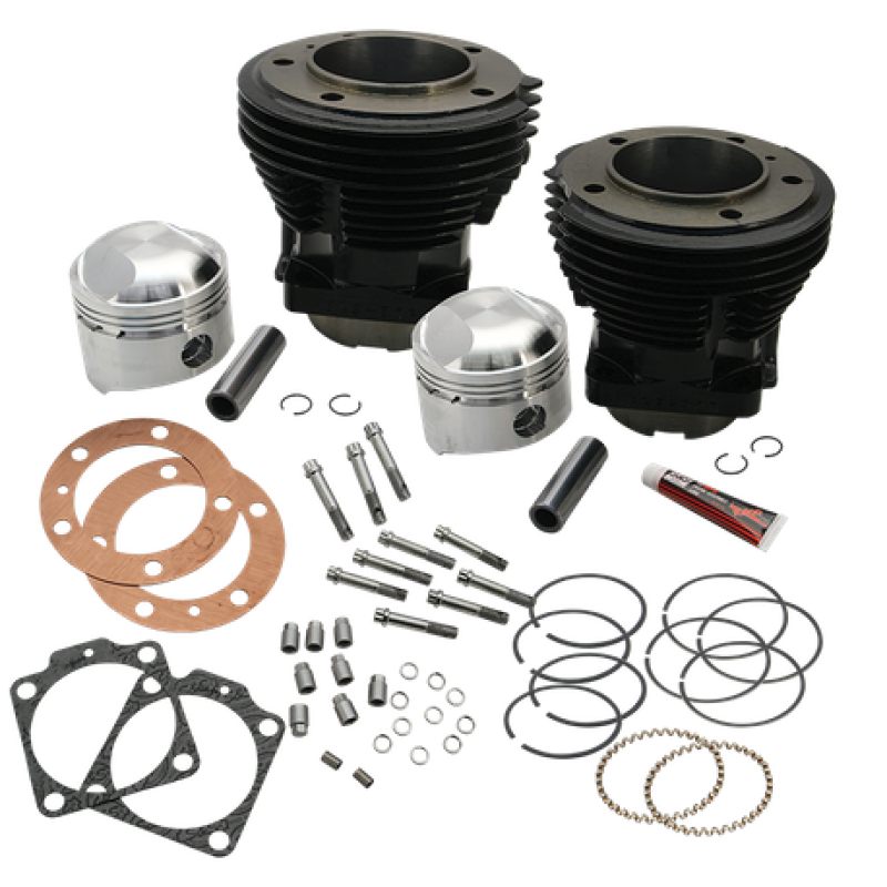 S&S Cycle 66-84 BT 3-31/32in Stroke 3-7/16in Bore 9.0 To 1 Compression Cylinder Kit - Gloss Black 91-9012