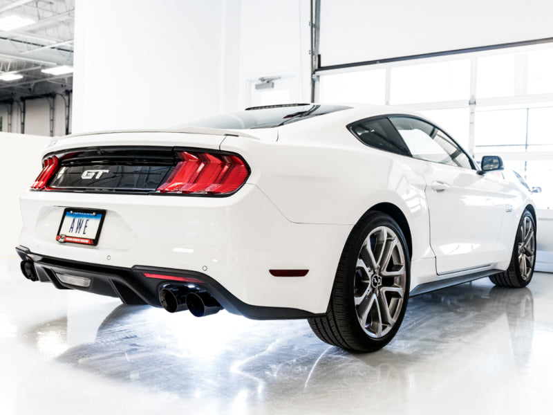 AWE Tuning 2018+ Ford Mustang GT (S550) Cat-back Exhaust - Track Edition (Quad Diamond Black Tips) 3020-43072