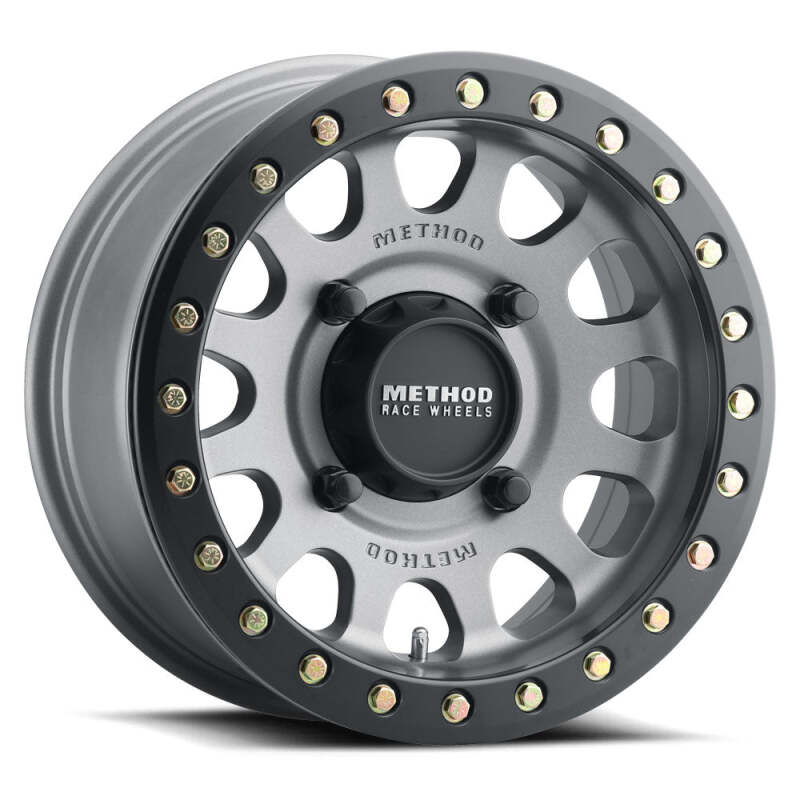 Method MR401 UTV Beadlock 15x6 / 5+1/53mm Offset / 4x156 / 132mm CB Titanium Wheel- Matte Black Ring MR40156046851B