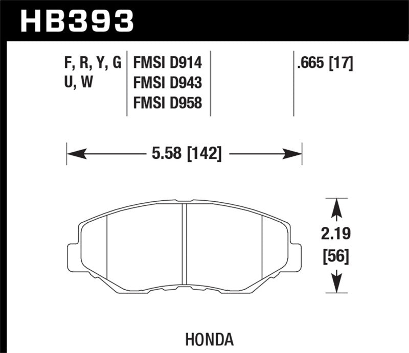 Hawk 15 Honda Accord Race Front DTC-30 Brake Pads KHB393W.665