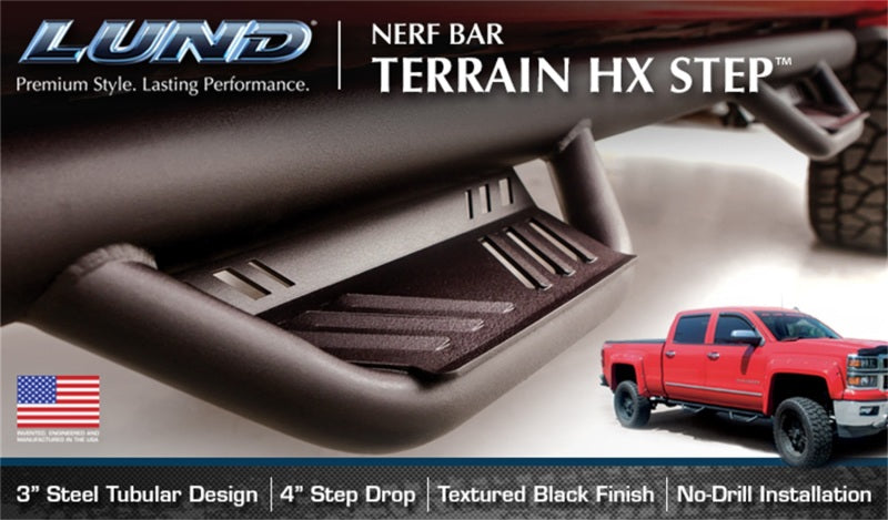 Lund 15-17 Chevy Colorado Crew Cab Terrain HX Step Nerf Bars - Black 34641225