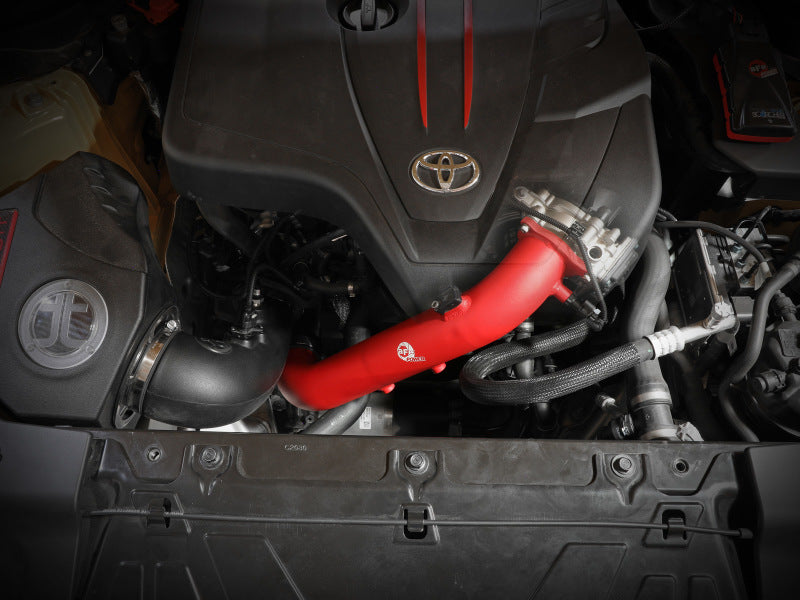 aFe BladeRunner Red 2-3/4in Aluminum Charge Pipe 2021 Toyota Supra GR (A90) I4-2.0L (t) B48 46-20488-R