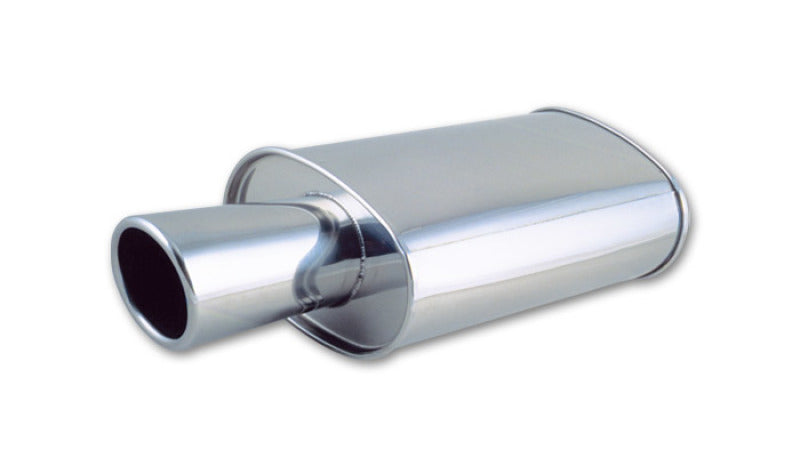 Vibrant StreetPower Oval Muffler with 4in Round Tip Angle Cut Rolled Edge - 2.5in inlet I.D. 1046