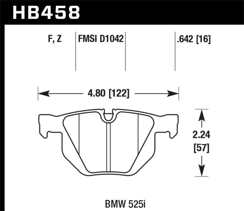 Hawk 07-08 BMW X5 3.0si / 09-13 X5 Xdrive / 10-13 X6 Xdrive Perf Ceramic Rear Street Brake Pads KHB458Z.642