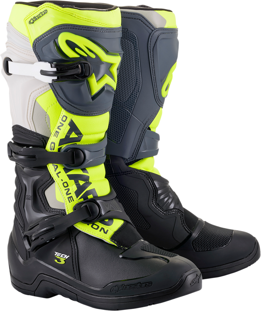 ALPINESTARS Tech 3 Stiefel - Schwarz/Grau/Gelb fluoreszierend - US 14 2013018-1055-14