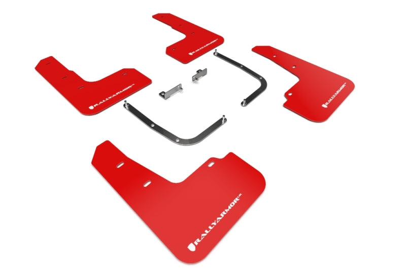 Rally Armor 19-21 Hyundai Veloster Turbo R-Spec Red UR Mud Flap w/ White Logo MF58-UR-RD/WH