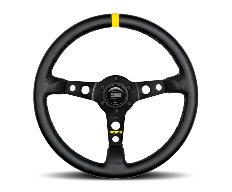 Momo MOD07 Steering Wheel 350 mm - Black Leather/Black Spokes/1 Stripe R1905/35L
